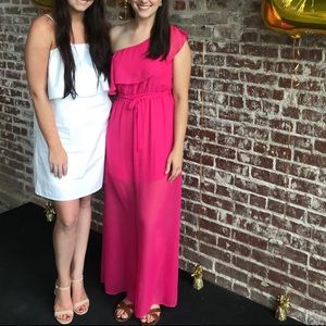 Maxi Dress, Hot Pink, One Shoulder